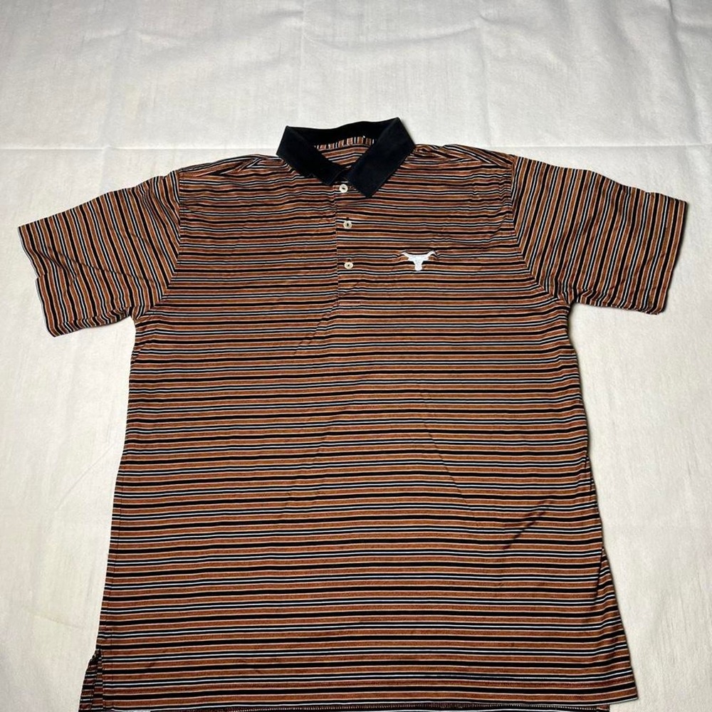 Texas Longhorns striped polo shirt with horizontal stripes